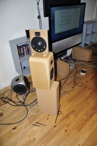 Figure 2. A two-way loudspeaker with a side-facing dipole loudspeaker on top. 