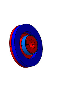 The blue ring is the permanent magnet, typically made of ferrite or neodymium.